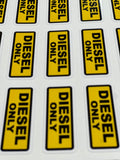 Diesel Only Petrol Fuel Stickers Sheet of 24, Waterproof UV Resistant Vinyl Labels for Vehicles, Fleets, Campervans and Fuel Stations, 65x25mm