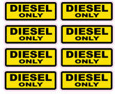 Diesel Only Petrol Fuel Stickers Sheet of 8, Large 130x50mm Waterproof UV Resistant Vinyl Labels for Vehicles Fleets Campervans Fuel Stations