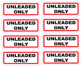 Unleaded Fuel Stickers Sheet of 8, Large 130x50mm Red Black Labels on White Vinyl, UV Weather Resistant Fade Proof Decals for Cars Fleets Fuel Stations