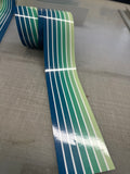Elevate Your Ride with Retro Pinstripe Vehicle Decals in Vibrant Greens, Blues, and Whites!