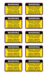 Asbestos Warning Vinyl Stickers Pack, Building Safety Decals 80mm x 54mm