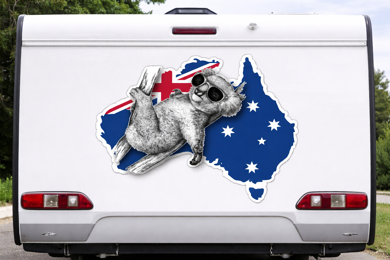 Australia Map Koala Sticker Southern Cross Stars RV Caravan Vehicle Vinyl Decal