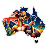 Australian Map Kangaroo Emu Beer Flag Vinyl Sticker - Custom Sizes Available