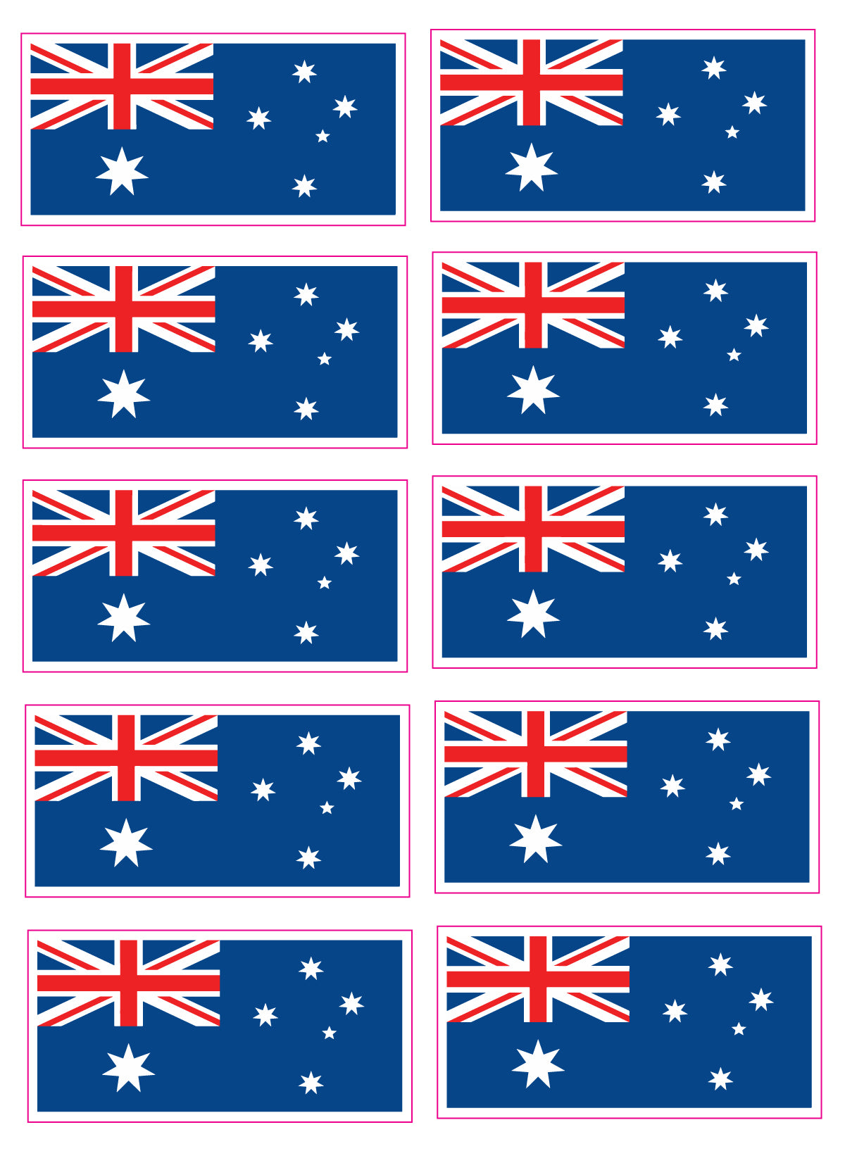 Australia Flag Decal Stickers - Set Of 7 Different Sizes, Vinyl Decals For Laptops, Walls, Gear