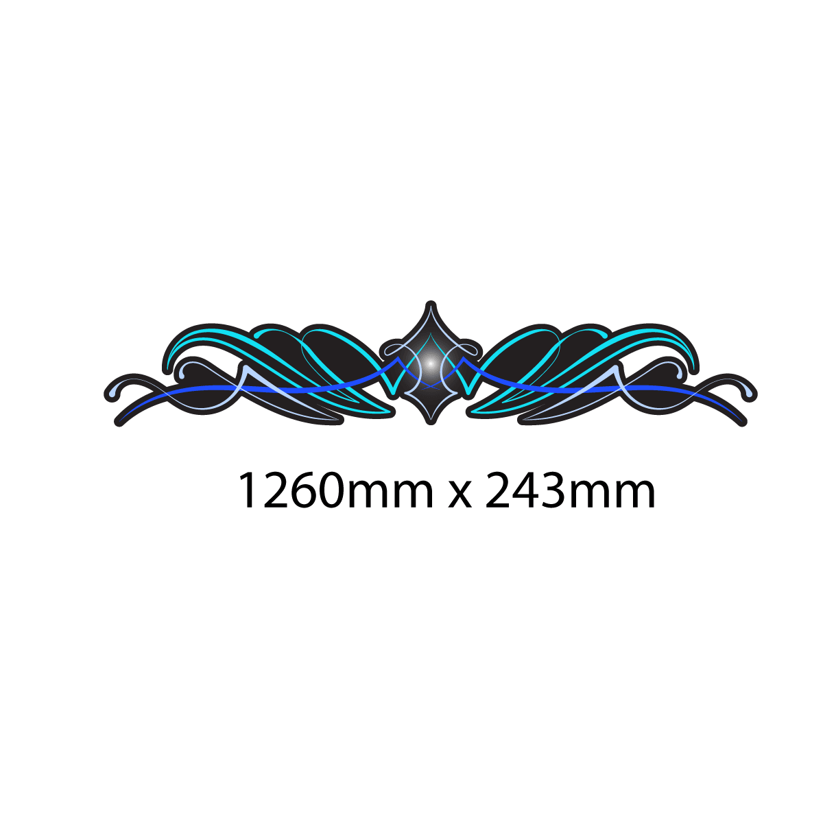 large set of blue black pinstripe scroll stickers Truck & Horse Float vinyl - Mega Sticker Store