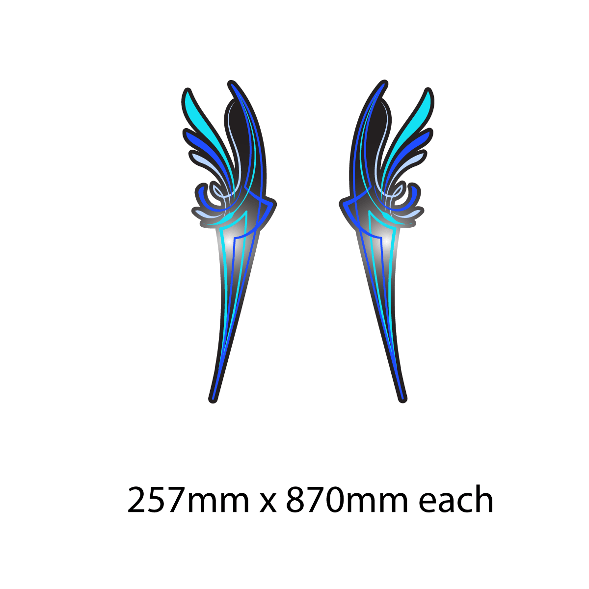 large set of blue black pinstripe scroll stickers Truck & Horse Float vinyl - Mega Sticker Store