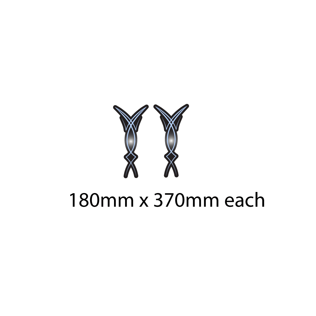 large set of blue black pinstripe scroll stickers Truck & Horse Float vinyl - Mega Sticker Store