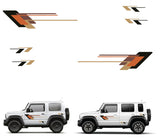 White SUV with orange and black decals on a white background