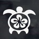 Turtle Sticker decal flower frangipani car , window, laptop, Hawaiian white