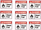 QTY 2 x DANGER DIESEL FUEL WARNING STICKER FLAMMABLE