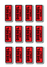 12 X Diesel Only Petrol Fuel Stickers red and black