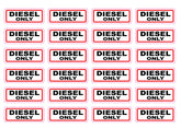 Diesel Only Petrol Fuel Stickers, Red and Black Laminated Decals for Tanks Generators 4 Pack