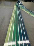 Elevate Your Ride with Retro Pinstripe Vehicle Decals in Vibrant Greens, Blues, and Whites!
