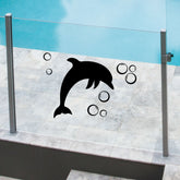 Dolphin & Bubbles Glass Pool Fence Safety Decals – Etched or Colored Stickers for Child Safety & Decoration