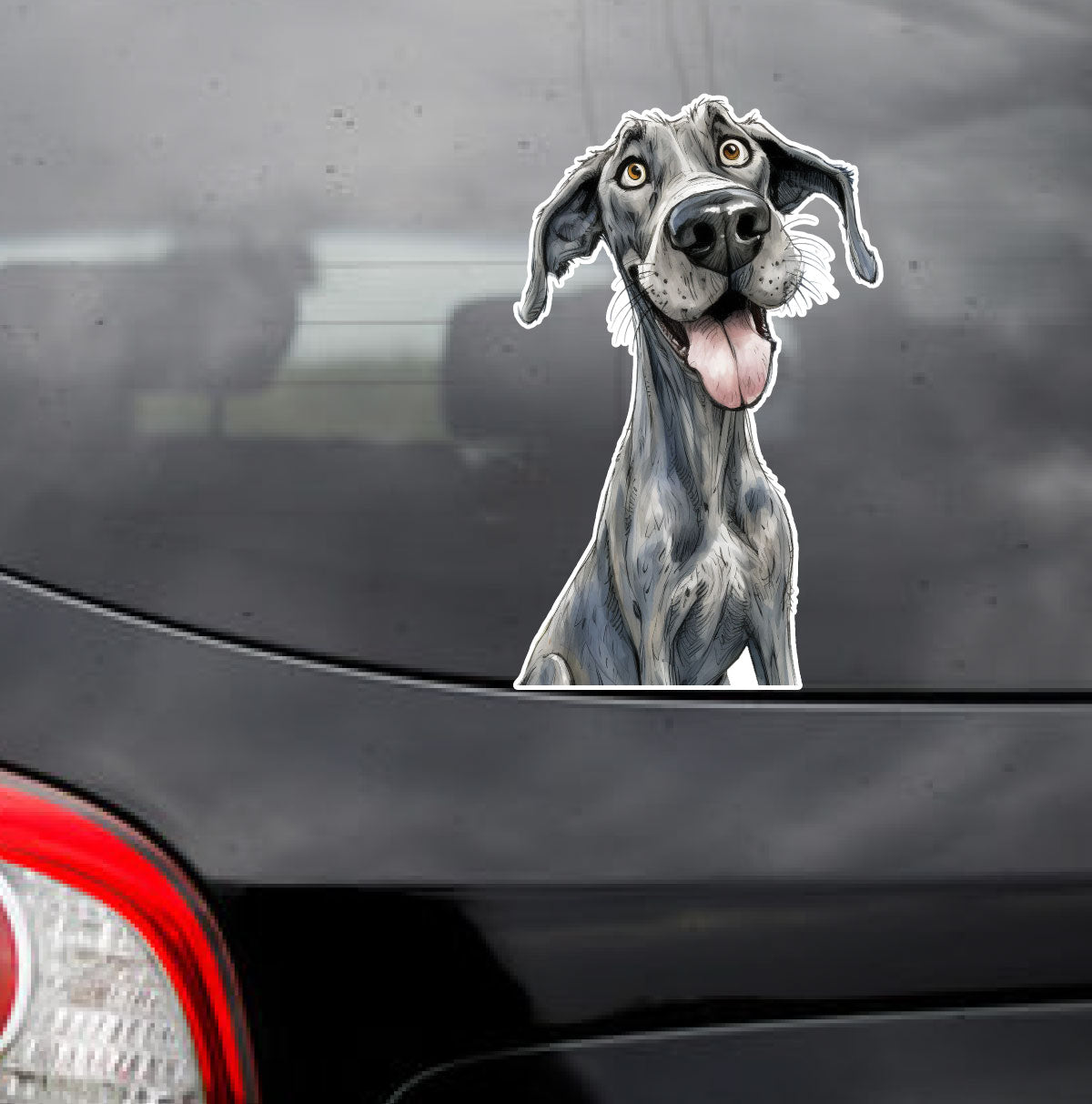 Great Dane Car Sticker - Peeking Window Vinyl Decal