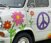 Hippie Flower & Peace Sign Decal Sheet | Retro Van Stickers | 60s 70s Flower Power Vehicle Decals | High-Quality Vinyl Sticker Sheet for Cars, Vans & Motorhomes