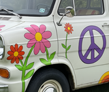 Hippie Flower & Peace Sign Decal Sheet | Retro Van Stickers | 60s 70s Flower Power Vehicle Decals | High-Quality Vinyl Sticker Sheet for Cars, Vans & Motorhomes
