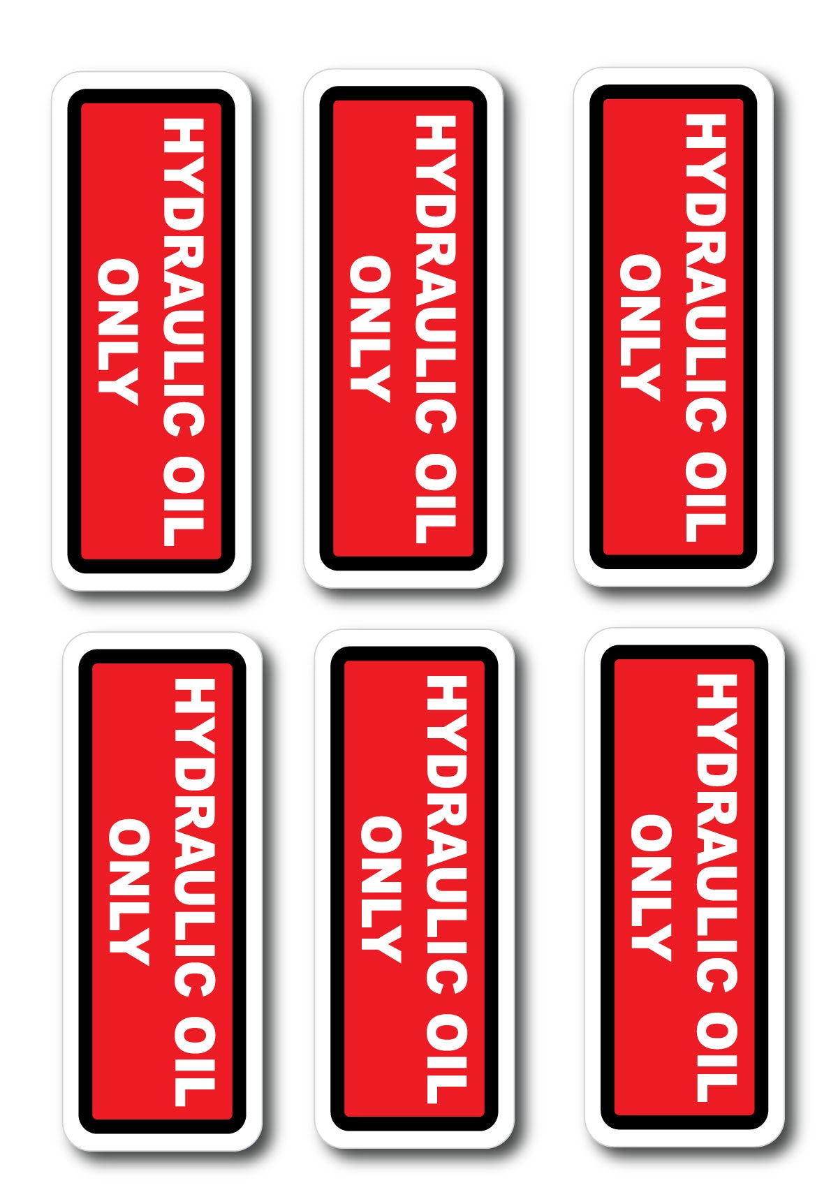 Hydraulic Oil Only Stickers 6 Pack, Laminated Oil Identification Decals for Machinery Equipment 130mm x 50mm
