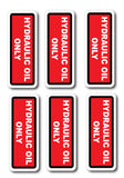 Hydraulic Oil Only Stickers 6 Pack, Laminated Oil Identification Decals for Machinery Equipment 130mm x 50mm