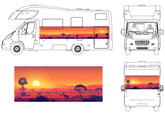 Motorhome wrap print with Australian landscape Kangaroos and windmill - DIY