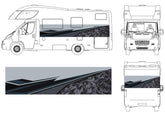 Motorhome wrap print vinyl modern design in black and grey camo pattern