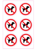 No dogs warning sticker sign vinyl decal 6 pack for window or metal