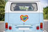 Peace Love Heart Rainbow Vinyl Decal, Hippie Campervan and Motorhome Vehicle Sticker