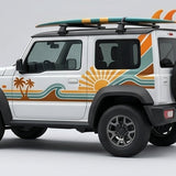 Retro brown orange yellow decals on jimny surf theme