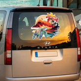 Colourful Turtle Vinyl Sticker Decal, Retro Surf Van Beach Turtle Vehicle Sticker