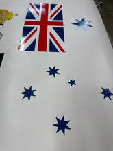 Mega Sticker Store Australian flag and Southern Cross vinyl decals for 4WD and ute side panels in blue red and white