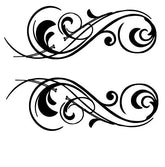 2 large pinstripe scroll decals 500mm x 175mm