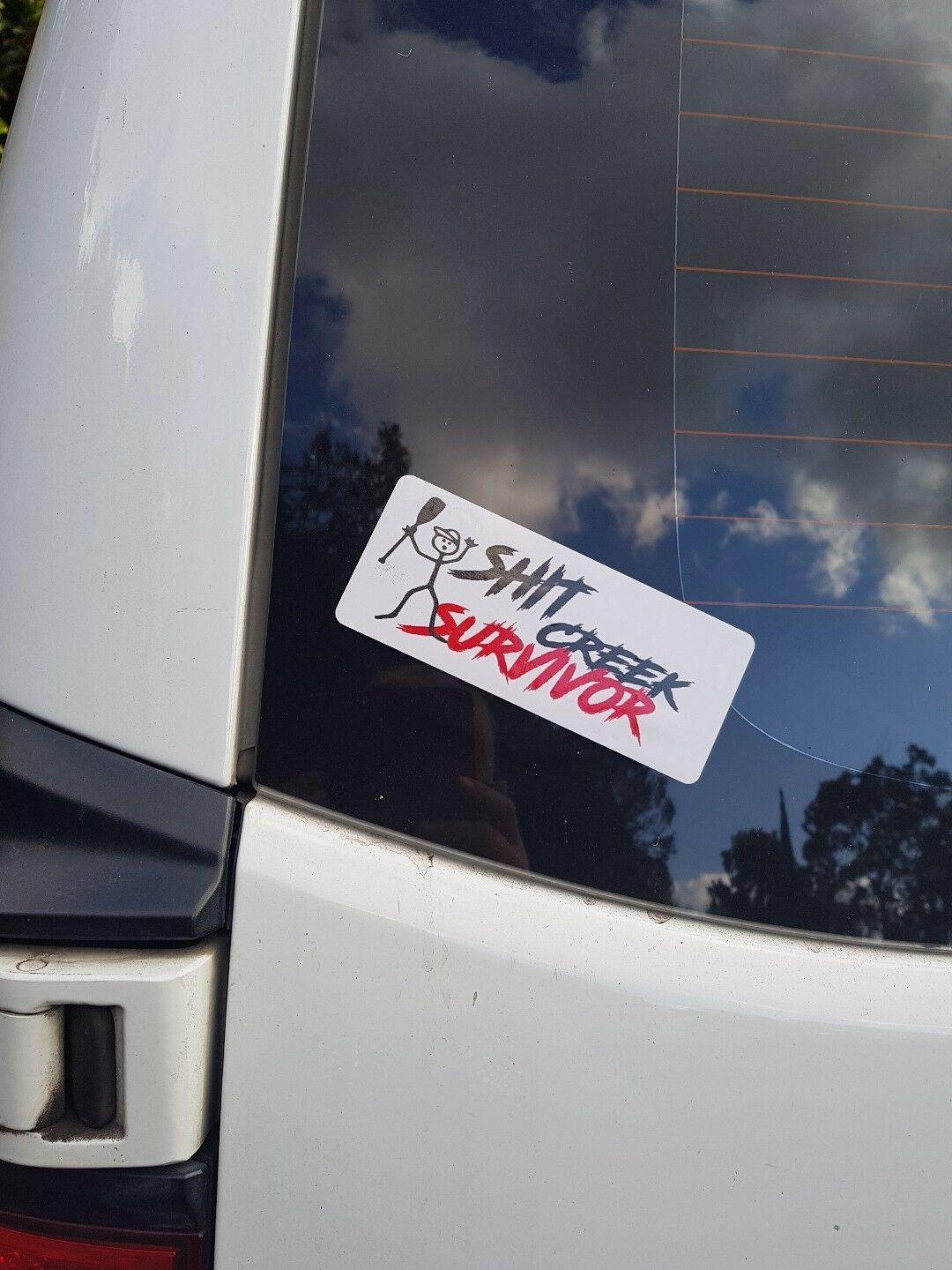 2 x Funny warning sticker - SHIT CREEK SURVIVOR Funny warning sticker