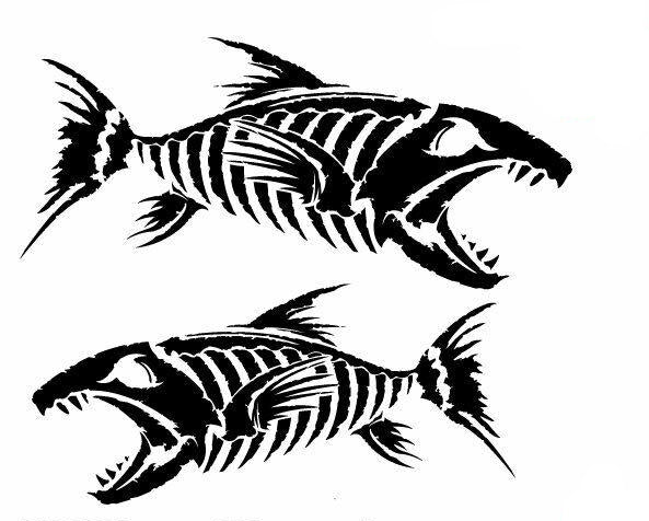 Angry Skeleton Fish vehicle sticker decal for car boat motorhome