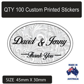 100 x Personalised Thankyou Wedding Bomboniere Envelope  Sticker Seals Labels