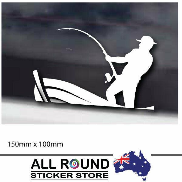 Funny Fishing Sticker Decal, man in boat fishing for car window