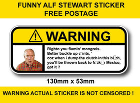2 x ALF STEWART Buckle up seatbelt safety joke warning sticker popular car sticker