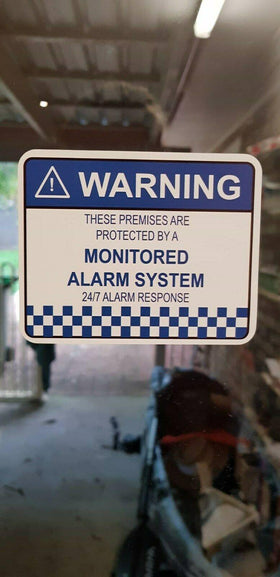 4 x Alarm System Monitored Warning Security Stickers 130mm x 100mm