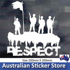 ARMY SOLDIERS RESPECT sticker decal for car , window, vehicle, lest we forget