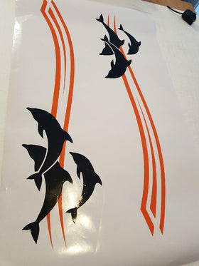 Dolphin Stripes Decals,  stickers  for Boats Trailer, caravan , RV motorhome