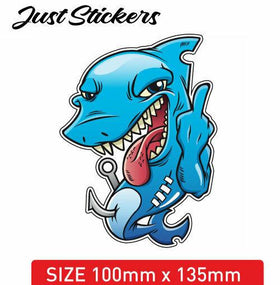 Funny Shark with Rude finger  sticker  bumper sticker , skate , sticker , bike,