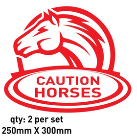 2x  Caution Horse Decals for Horse float trailer