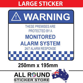 1 X LARGE Alarm System Monitored Warning Security Sticker