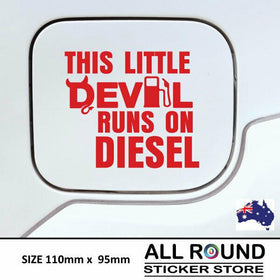 Cute fuel sticker, this little devil runs on diesel, diesel only sticker  for fuel cap