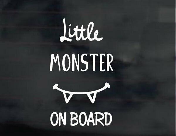 baby on Board Car Decal - Variety of Colors, 100mm x 170mm little monster