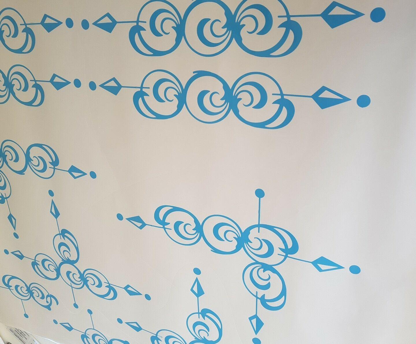 Vinyl pinstripe scroll sticker set in blue