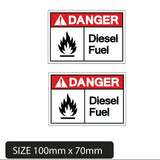 Danger Diesel Fuel Stickers 9 Pack, Flammable Hazard Safety Labels for Fuel Storage 100mm x 70mm