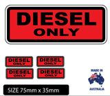 Diesel Only Fuel Stickers 12 Pack, Red and Black Laminated Decals for Tanks Generators Tools 75mm x 35mm