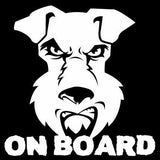 Dog On Board Warning Sticker, Fox Terrier Car Window Decal, Angry Dog Vinyl Sticker