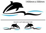 Dolphin stripe vinyl decal graphics installed on boat and motorhome, custom vehicle stripe stickers made in Australia