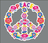 Floral Peace Sign Car Sticker, Hippie Vinyl Decal with Flowers for Van Camper Motorhome Window